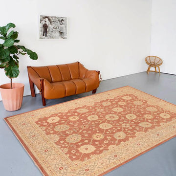 handmade Traditional Kafkaz Chobi Ziegler Brown Tan Hand Knotted RECTANGLE 100% WOOL area rug 10 x 14